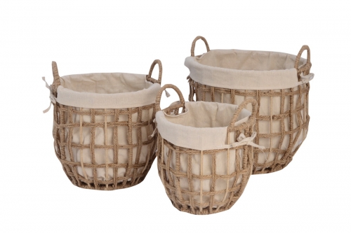 Set of 3 jute rope baskets