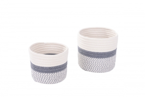 Set of 2 cotton rope storage baskets
