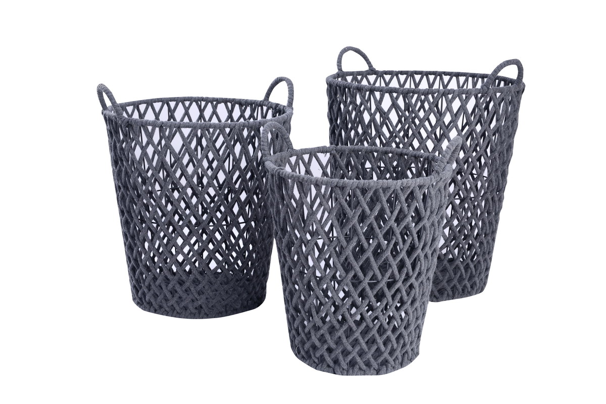 Set of 3 woven cotton rope laundry hamper