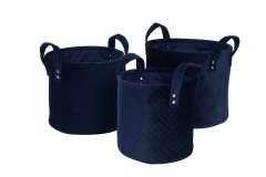 Set of 3 velvet baskets with embossing