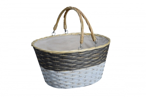 Wood slice and paper cord tapered basket