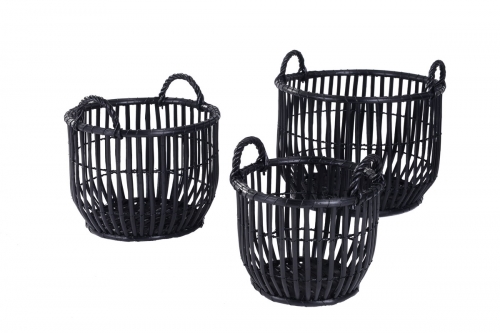 Set of 3 wicker baskets