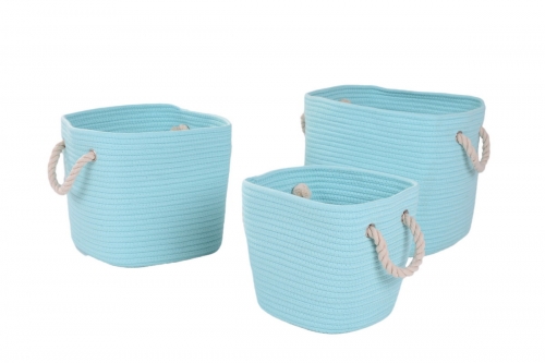 Set of 3 cotton rope storage baskets