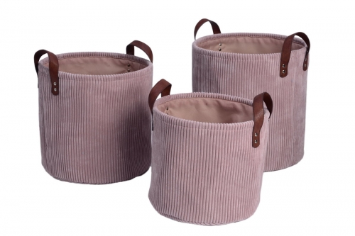 Set of 3 corduroy storage baskets