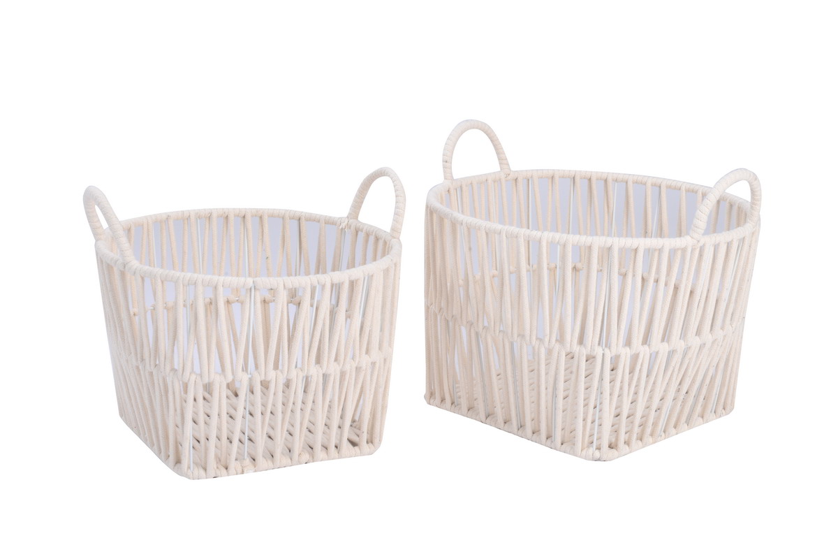 Set of 2 cotton rope woven baskets