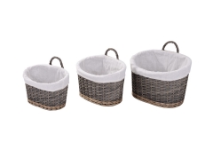 Set of 3 wood slice hanging baskets