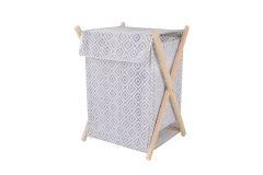 Foldable wooden laundry hamper