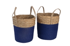 Set of 2 matgrass and paper rope basket