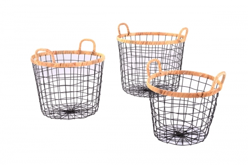 metal storage baskets, set of 3