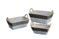 Set of 3 wood slice and paper cord baskets