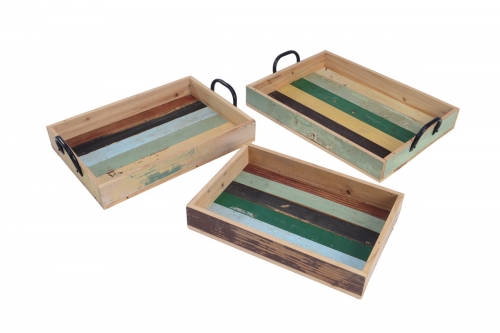Set of 3 recycled wood tray