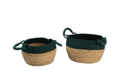Cotton rope and seagrass storage baskets
