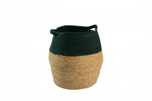 Cotton rope and seagrass storage basket