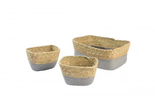 Seagrass and paper storage baskets