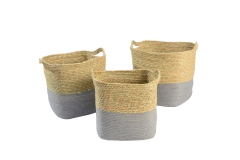 Seagrass and paper storage baskets