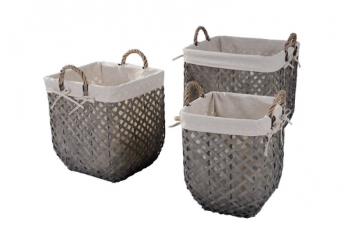 Wooden slice storage baskets