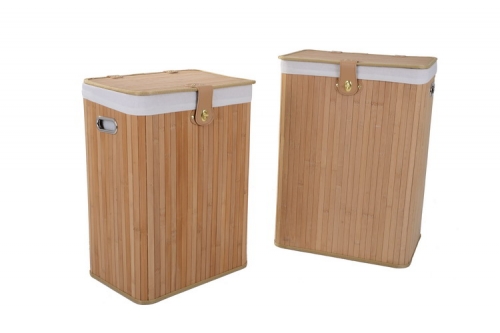 Foldable bamboo laundry baskets