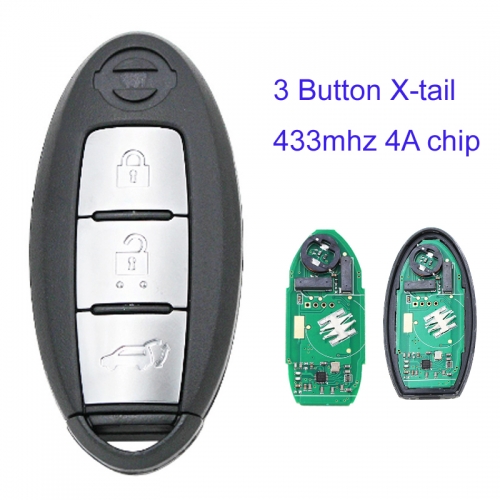 MK210012 3 Button Smart Car Key 433mhz 4A Chip for New X-Trail Auto Key Fob