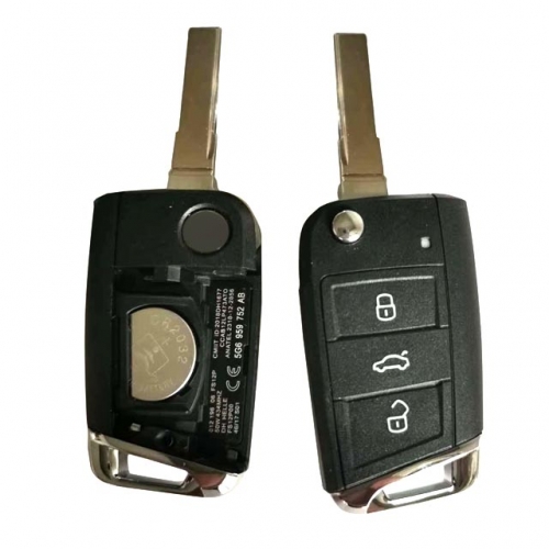 MK120007 3 Button Flip Key Fob Remote Controls For Vw Golf Polo Touran Etc 5G6 959 752 AB 434mzh  Keyless Keys
