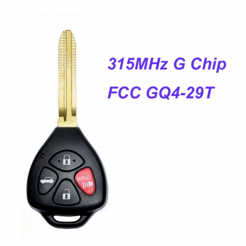 MK190036  3+1 Buttons  315MHz Remote Control Head Key for T-oyota Venza Corolla Avalon 2010 2011 2012 2013  G Chip FCC GQ4-29T