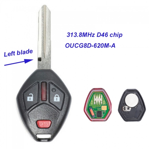 MK350009 2+1 Buttons Remote Head Key Fob 313.8MHz for M-itsubishi Endeavor 2006 OUCG8D-620M-A with Left Blade