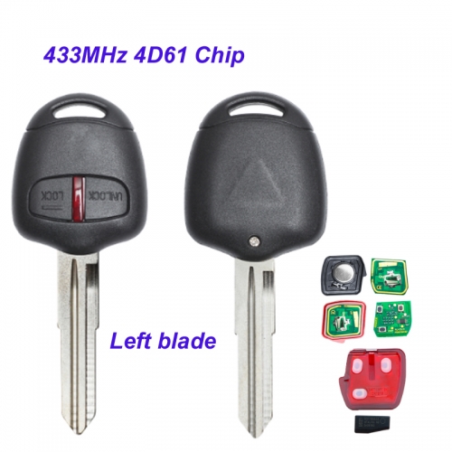 MK350007 2 Button 433MHz ID46 Chip Keyless Remote Key Fob for M-itsubishi Lancer Outlander Left Blade MIT11
