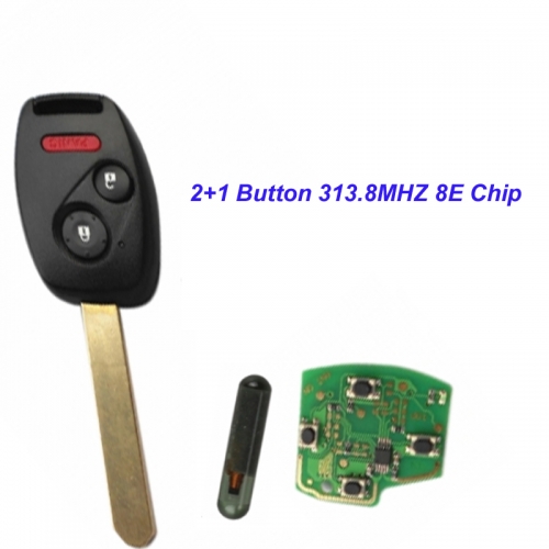 MK180067 2 +1 Button Remote Key Head Key 313.8MHZ with 8E chip for 2003-2007 Honda FIT CIVIC O-DYSSEY Auto Car Keys