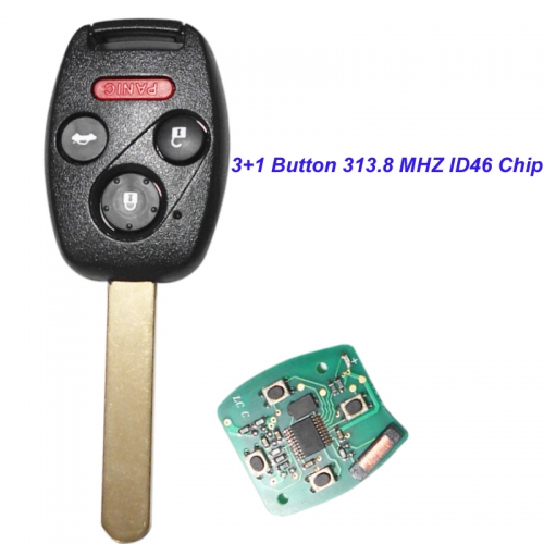 MK180084 3+1 Button Remote Key Head Key 313.8MHZ with ID46 PCF7936 chip for 2008-2012 Honda CRV Accord G8D MLBHLIK-1T