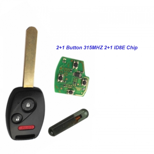 MK180049 2+1 Button Remote Key Head Key 315MHZ with ID8E chip for 2003-2007 Honda FIT CIVIC O-DYSSEY Auto Car Keys