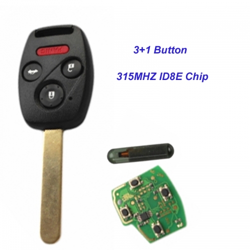 MK180034 3+1 Button Remote Key Head Key 315MHZ with id8E chip for Honda ACCORD FIT CIVIC O-DYSSEY Auto Car Keys