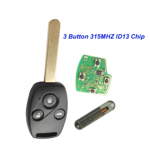MK180054 3 Button Remote Key Head Key 315MHZ with ID13 chip for 2003-2007 Honda FIT CIVIC O-DYSSEY Auto Car Keys