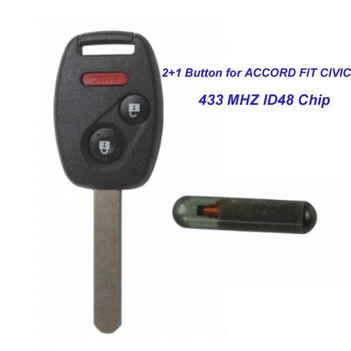 MK180037 2+1 Button Remote Key Head Key 433MHZ with Separate ID48 chip for 2003-2007 Honda FIT CIVIC O-DYSSEY Auto Car Keys