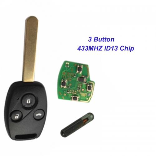 MK180038 3 Button Remote Key Head Key 433MHZ with Separate ID13 chip for 2003-2007 Honda FIT CIVIC O-DYSSEY Auto Car Keys