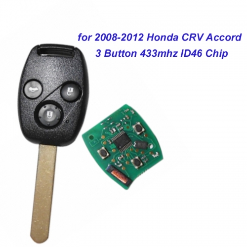 MK180045 3 Button Remote Key Head Key 433mhz with ID46 chip for 2008-2012 Honda CRV Accord Auto Car Keys