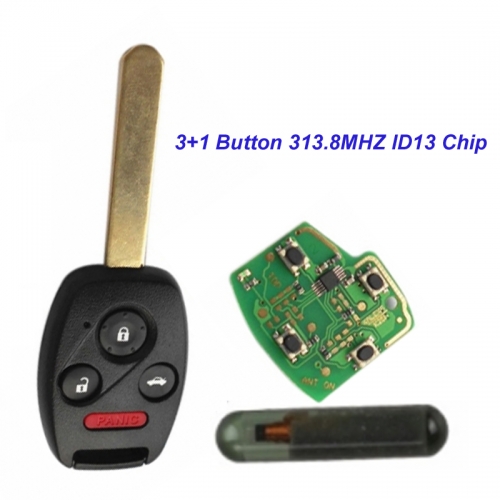 MK180046 3+1 Button Remote Key Head Key 313.8MHZ with ID13 chip for  2003-2007 Honda FIT CIVIC O-DYSSEY Auto Car Keys