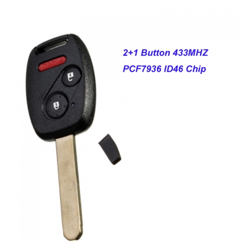 MK180081 2+1 Button Remote Key Head Key 433MHZ with ID46 PCF7936 chip for  2003-2007 Honda FIT CIVIC O-DYSSEY Auto Car Keys