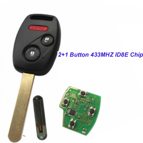 MK180074 2+1 Button Remote Key Head Key 433MHZ with ID8E chip for 2003-2007 ACCORD FIT CIVIC O-DYSSEY Auto Car Keys