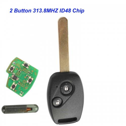 MK180062 2 Button Remote Key Head Key 313.8MHZ with ID48 chip for 2003-2007 Honda FIT CIVIC O-DYSSEY Auto Car Keys