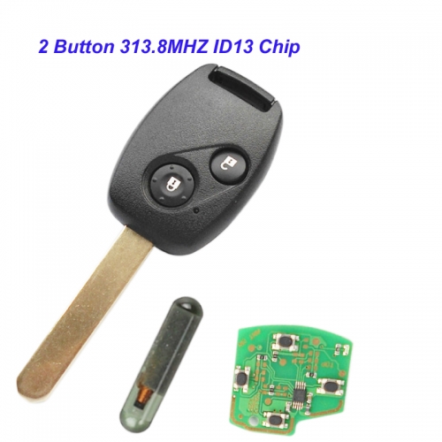 MK180066 2 Button Remote Key Head Key 313.8MHZ with ID13 chip for 2003-2007 Honda FIT CIVIC O-DYSSEY Auto Car Keys