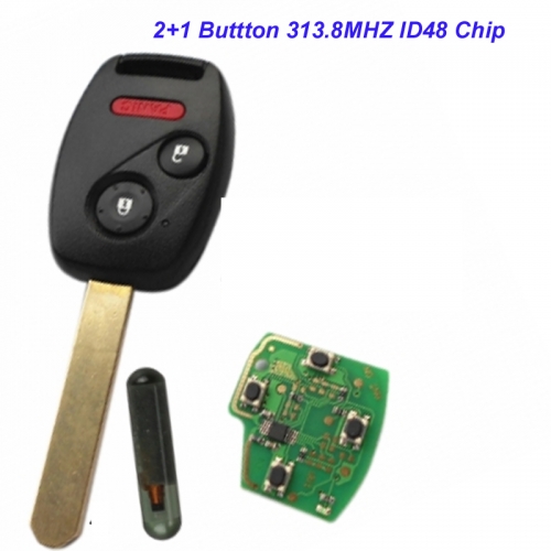 MK180075 2+1 Button Remote Key Head Key  313.8M with ID48 chip for 2003-2007 ACCORD FIT CIVIC O-DYSSEY Auto Car Keys