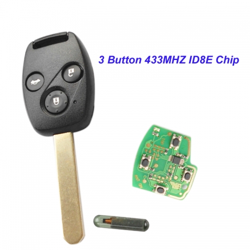 MK180069 3 Button Remote Key Head Key 433MHZ with ID8E chip for 2003-2007 Honda FIT CIVIC O-DYSSEY Auto Car Keys