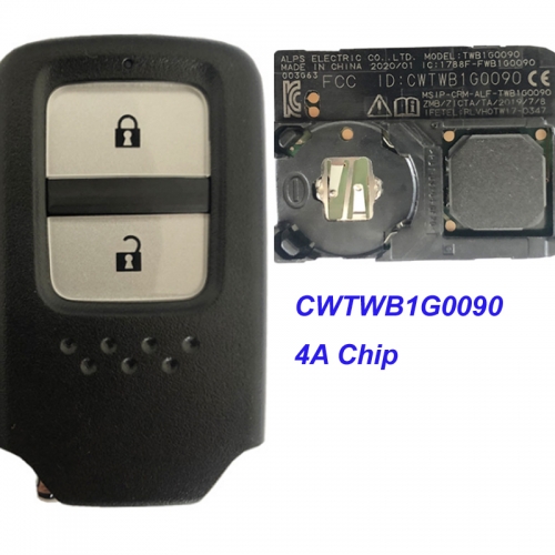 MK180093 2 Button 433MHz Smart Card Remote Key For 2018 Honda Accord CWTWB1G0090 Keyless Go Car Key 4A Chip