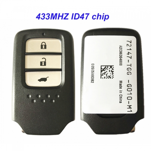 MK180096 3 button 433mhz ID47 Chip Smart Key for Honda Part No: 72147-TGG-G010 Auto Car Keys Fob