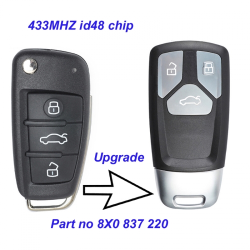 MK090030 Upgraded 3Button 434MHZ Flip Key 8X0 837 220 for Audi A1 A3 RS3 S3 Q3 Car Remote Key ID48 chip