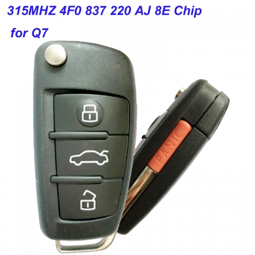 MK090052 3+1 Button 315MHz Smart Key with 8E Chip for Audi Q7 Flip Proximity Key 4F0 837 220 AJ Keyless Go