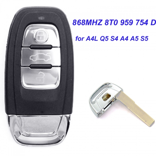 MK090054 3 Button 868MHz Remote Key for Audi  A4L Q5 S4 A4 A5 S5 8T0 959 754 D