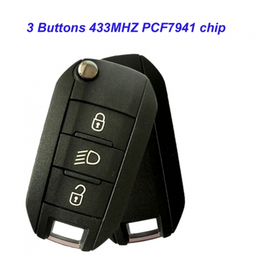 MK240006  Original 3 Buttons  433 MHz Flip Key for P-eugeot 208 308 508 2008 2012+ PCF7941 Chip Folding Car Key Part No: 5FA 010 353 04 / CMIIT ID: 20