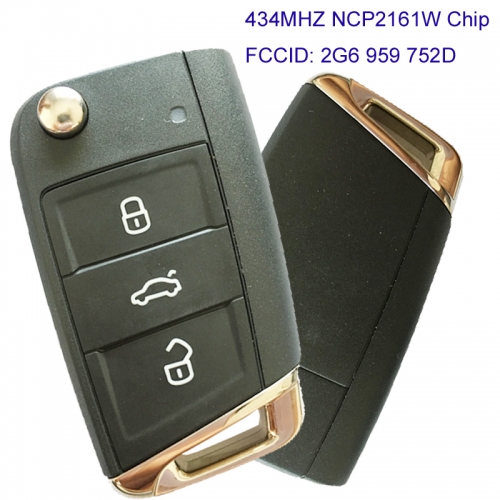 MK120018 Original  434MHZ 3 Button Remote Flip Smart Key For Polo 2G6 959 752D NCP2161W chip Keyless Go  for VW POLO/JETTA 2017+