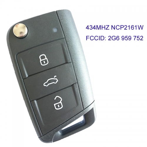 MK120017 Original 434MHZ 3 Button Remote Flip Key For  Polo GOLF Mk7 TIGUAN HELLA 2G6 959 752 NCP2161W chip Remote Control Key
