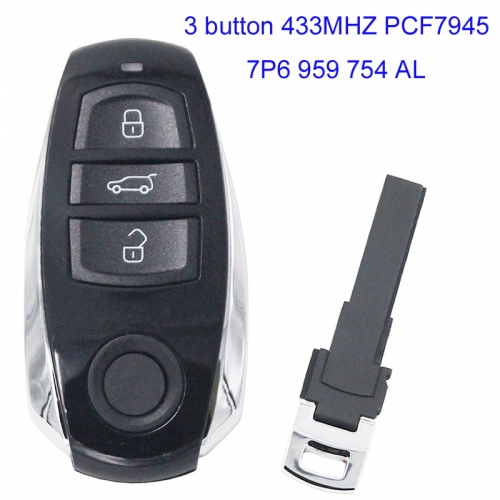 MK120029 3 Button 433MHz Smart Key for VW Tounreg PCF7945 7P6 959 754 AL  Auto Car Key Remote Fob